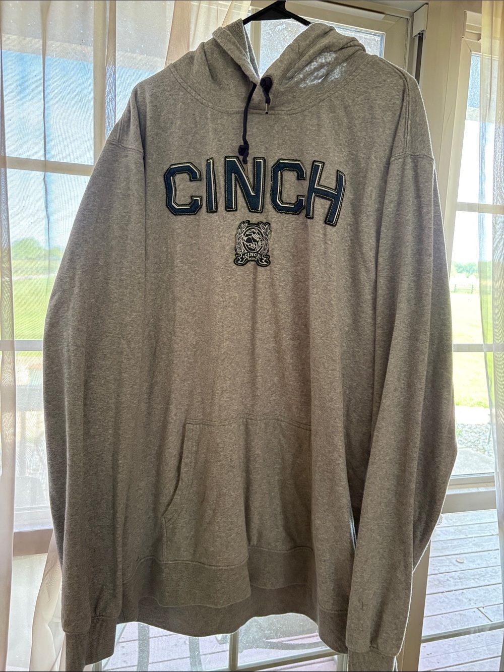Cinch Gray Hoodie with Dark Green Lettering